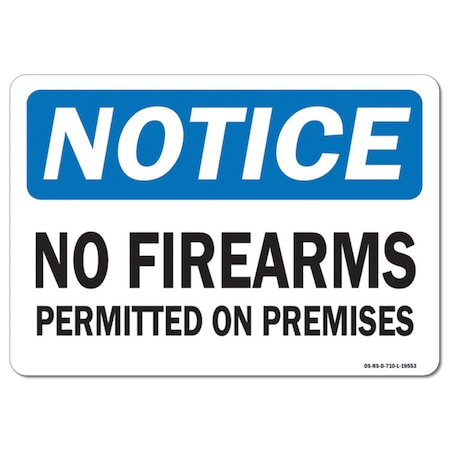 Signmission OSHA Notice Sign, 3.5" Height, 5" Width, No Firearms Permitted On Premises, Landscape, 10PK OS-NS-D-35-L-19553-10PK